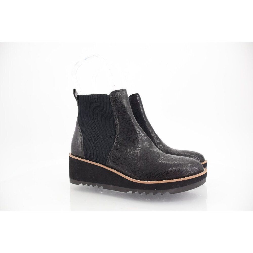 Eileen Fisher Women Size 6 Lilou Boots Booties Chelsea Wedge Heel Black Leather